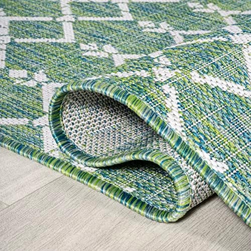 JONATHAN Y Moroccan Geometric Indoor Outdoor Area Rug 3X5 Green/Cream, Ourika - Image 6