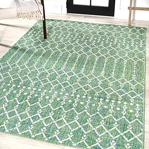 JONATHAN Y Moroccan Geometric Indoor Outdoor Area Rug 3X5 Green/Cream, Ourika - Image 4