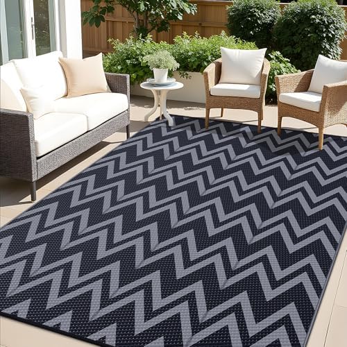 OLANLY Outdoor Rug 8x10 ft Waterproof Reversible Chevron Mat by OLANLY