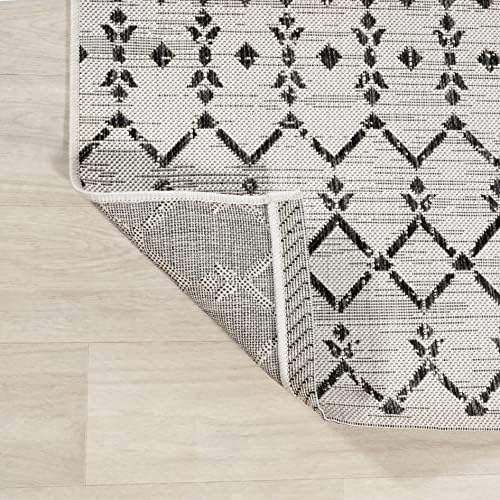 JONATHAN Y Moroccan Geometric Indoor Outdoor Square Area Rug 3X3 Cream/Black - Image 4