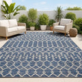 JONATHAN Y Moroccan Geometric Indoor Outdoor Area Rug 6X9 Navy/Beige, Ourika by JONATHANY