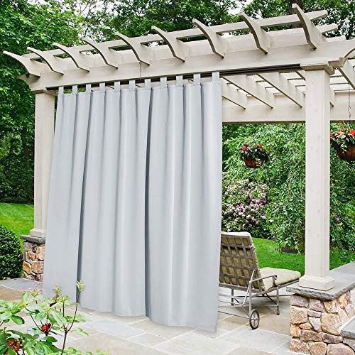 NICETOWN Outdoor Curtain for Patio Waterproof 84 inch Long, Detachable Tab Top by NICETOWN