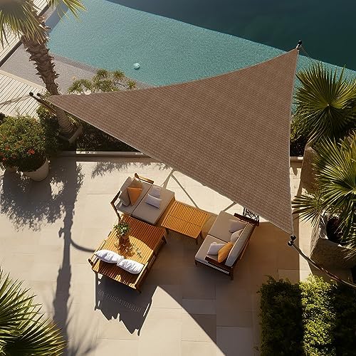 Shade&Beyond 11'X12'X16.3' Sun Shade Sail Mocha Triangle by ShadeBeyond