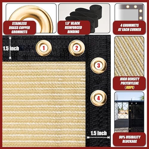 Amgo 6' x 20' Beige Fence Privacy Screen, 90% Blockage - Image 6