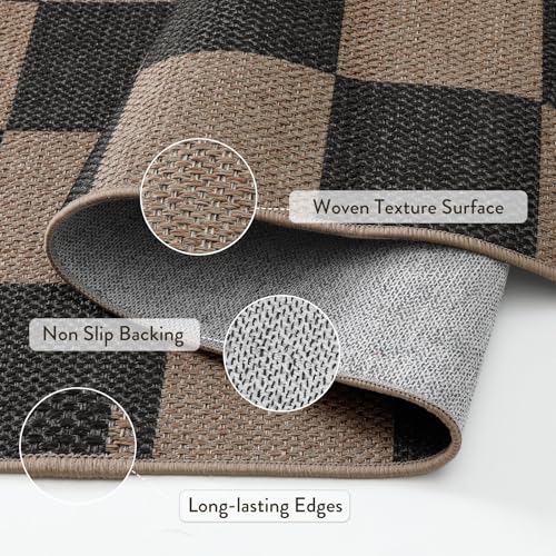 Lahome Checkered Easy Jute Kitchen Runner Rug, 2x8 Outdoor Rugs Washable - Image 4