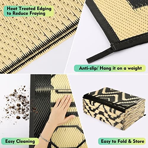 fifame 9x12 Outdoor Rug, Plastic Woven Patio Mat, Waterproof RV Camping Rug - Image 4