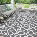 HEBE Waterproof Outdoor Rug 8'x10', Geometric Reversible Plastic Patio Rug by HEBE