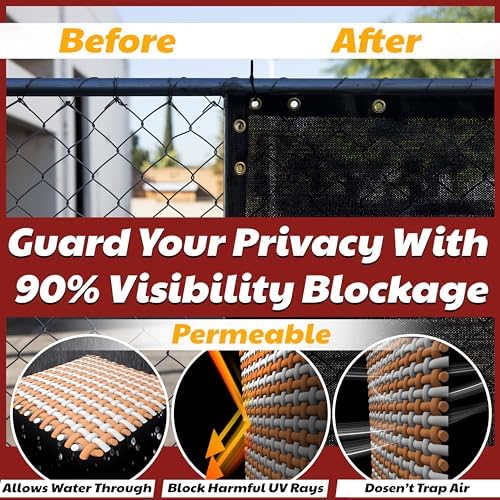 Amgo 6' x 180' Black Fence Privacy Screen, 90% Blockage - Image 4