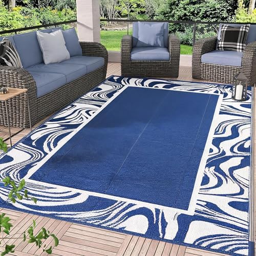 Garvee Waterproof Outdoor Rug 8x10 Reversible Plastic Straw Patio Rug Modern by Garvee