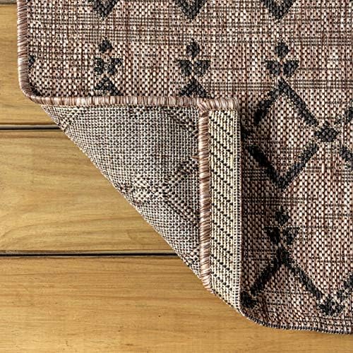 JONATHAN Y Moroccan Geometric Indoor Outdoor Round Area Rug 3 Ft Natural/Black - Image 6