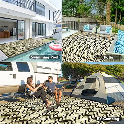 fifame 9x12 Outdoor Rug, Plastic Woven Patio Mat, Waterproof RV Camping Rug - Image 6