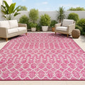 JONATHAN Y Moroccan Geometric Indoor Outdoor Area Rug 4X6 Fuchsia/Light Gray by JONATHANY