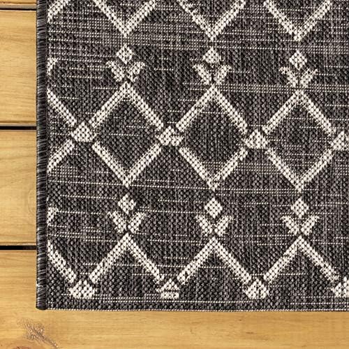 JONATHAN Y Moroccan Geometric Indoor Outdoor Square Area Rug 8X8 Black/Gray - Image 6