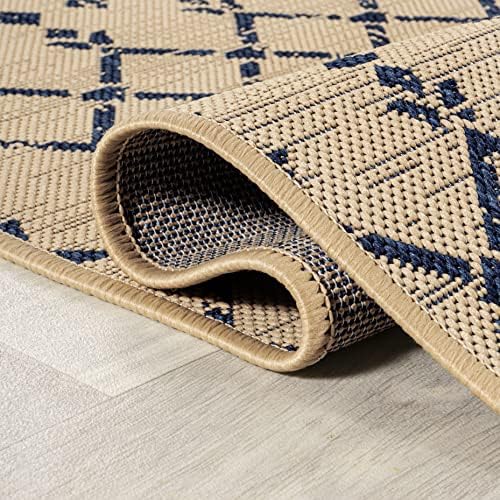JONATHAN Y Moroccan Geometric Indoor Outdoor Square Area Rug 4X4 Beige/Navy - Image 3