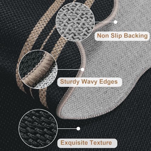 Scalloped Round Entryway Rug 4ft, Indoor Outdoor Patio Rug Washable Farmhouse - Image 4