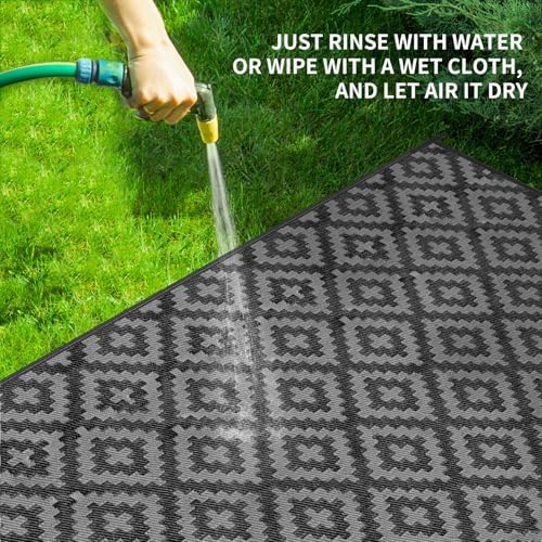Kalafun Outdoor Patio Plastic Straw Rug, 6x9 ft - Image 4