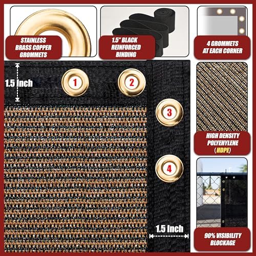 Amgo 6' x 11' Brown Fence Privacy Screen, 90% Blockage - Image 6