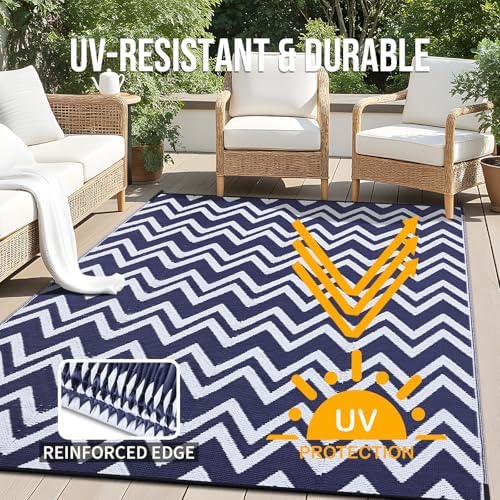 OLANLY Outdoor Rug 6x9 ft Waterproof Reversible Chevron Mat - Image 4
