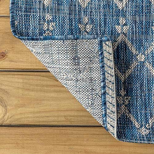 JONATHAN Y Moroccan Geometric Indoor Outdoor Area Rug 6X9 Navy/Light Gray - Image 5
