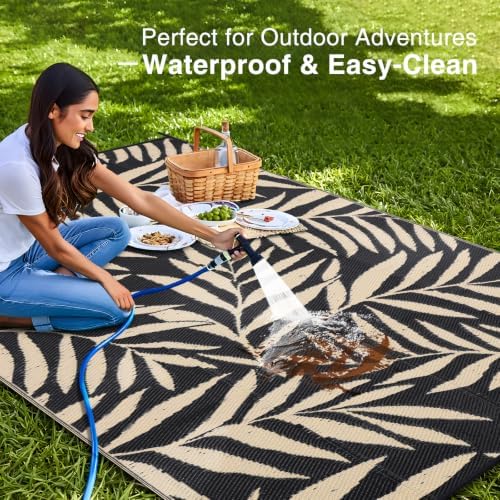 OLANLY Outdoor Rug 8x10 ft Waterproof Reversible Leaf Mat - Image 3