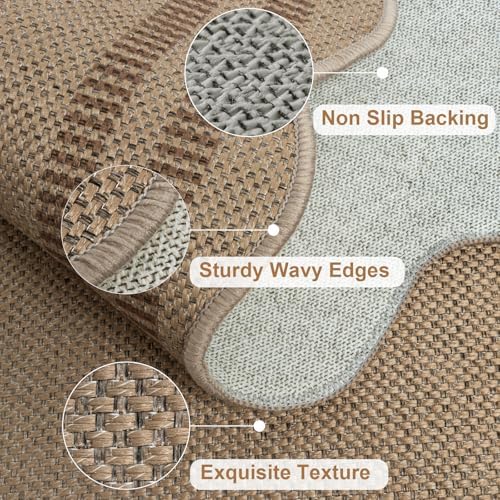 Modern Easy Jute 4x6 Outdoor Patio Rug, Washable Indoor Brown Kitchen Rugs - Image 4
