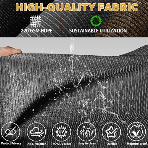 Outdoor Roller Shades for Patio 6'Wx8'H Gray, 90% UV Block & Privacy Protection - Image 4