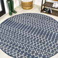 JONATHAN Y Moroccan Geometric Indoor Outdoor Round Area Rug 9 Ft Navy/Beige by JONATHANY