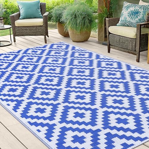 Smiry Outdoor Rug 5x8 ft Waterproof Reversible Boho Mat - Image 6