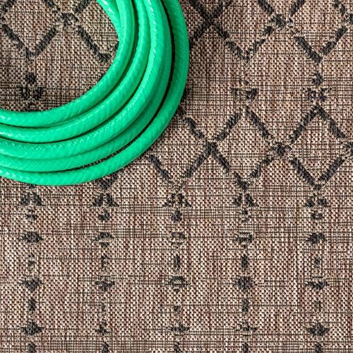 JONATHAN Y Moroccan Geometric Indoor Outdoor Round Area Rug 3 Ft Natural/Black - Image 3