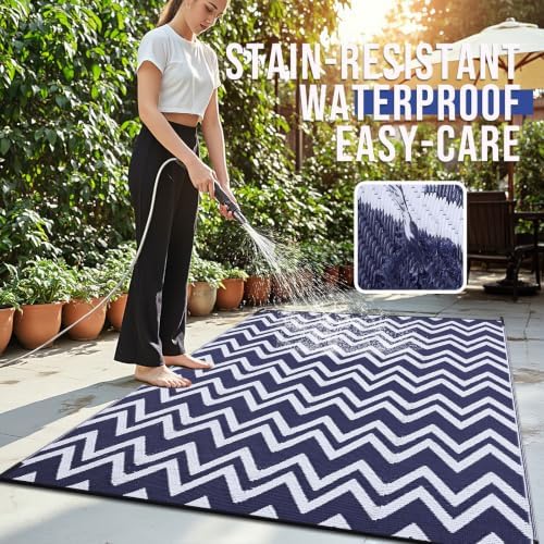 OLANLY Outdoor Rug 6x9 ft Waterproof Reversible Chevron Mat - Image 3