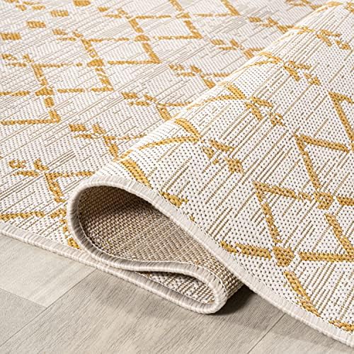 JONATHAN Y Moroccan Geometric Indoor Outdoor Area Rug 5X8 Cream/Yellow - Image 6