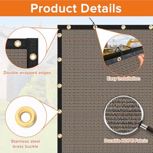 Customizable Privacy Screen Fence 6'X45' Brown Heavy Duty 170 GSM Wind Screen & - Image 6