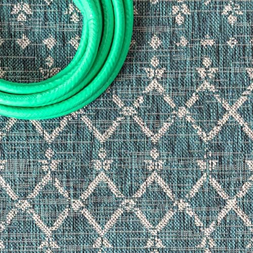 JONATHAN Y Moroccan Geometric Indoor Outdoor Square Area Rug 5X5 Teal/Gray - Image 4