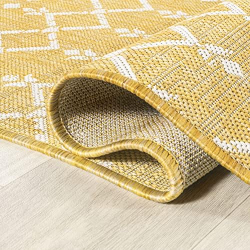 JONATHAN Y Moroccan Geometric Indoor Outdoor Area Rug 3X5 Yellow/Cream - Image 5