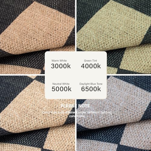Lahome Checkered Easy Jute 4ft Round Outdoor Rug, Washable Small Rugs Black - Image 6