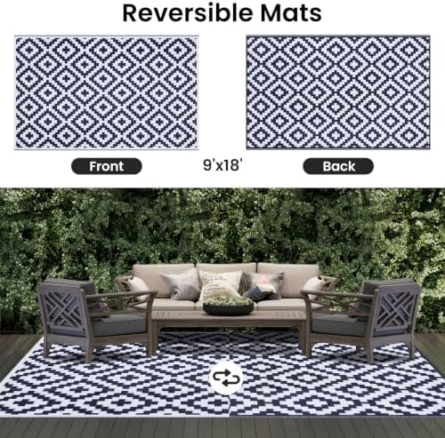 Smiry Outdoor Rug 9x18 ft Waterproof Reversible Boho Mat - Image 3