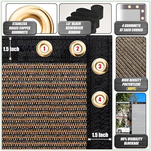 ColourTree Customized Size Fence Screen Privacy Screen Brown 5' x 119' - Image 3