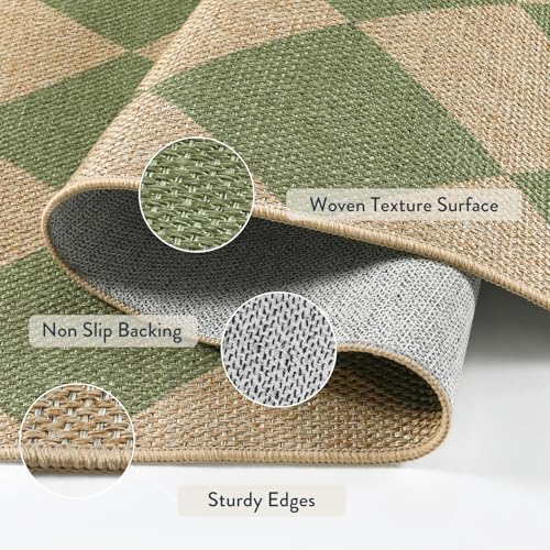 Lahome Checkered Easy Jute Living Room Rug, 8x10 Outdoor Rugs Washable - Image 5