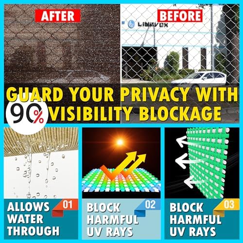 8' x 176' Brown Fence Privacy Screen, 90% Blockage Fabric Windscreen Cover - Image 3