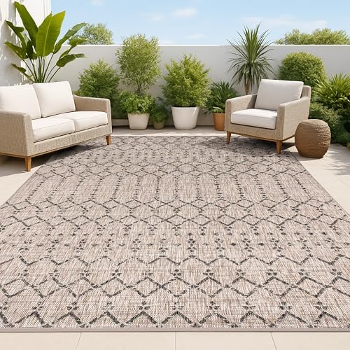 JONATHAN Y Moroccan Geometric Indoor Outdoor Area Rug 9X12 Natural/Black by JONATHANY