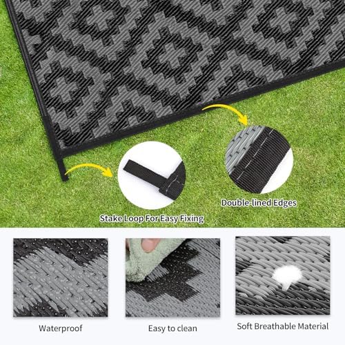Kalafun Outdoor Patio Plastic Straw Rug, 6x9 ft - Image 6