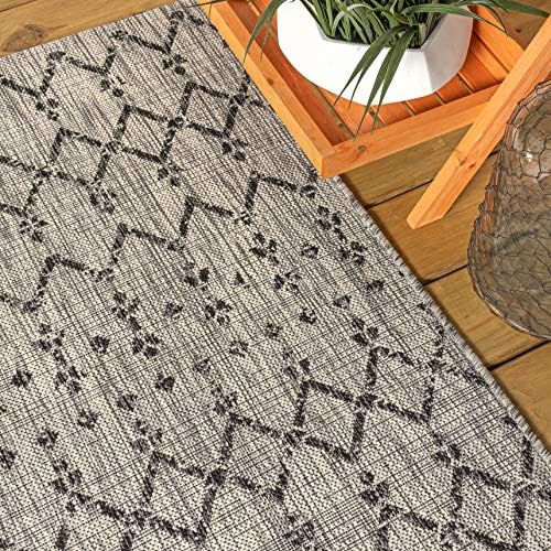 JONATHAN Y Moroccan Geometric Indoor Outdoor Runner Rug 2X20 Light Gray/Black - Image 4