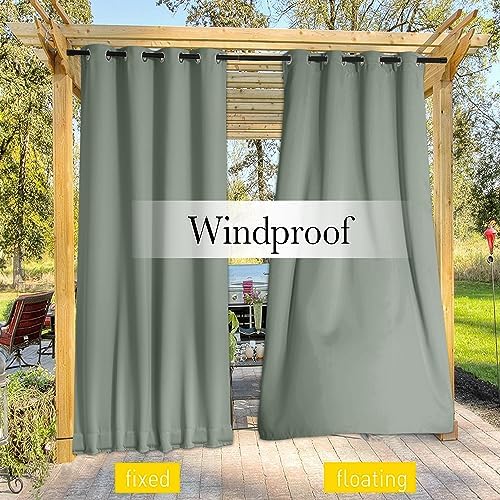 NICETOWN 2 Panels Thermal Outdoor Curtains Windproof W52xL72 Sage Green - Image 4