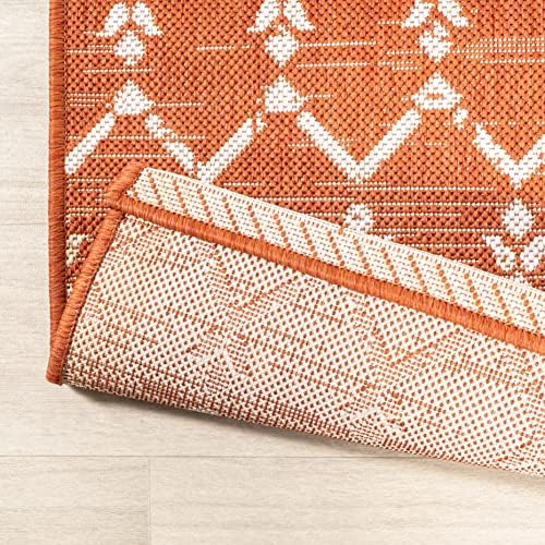 JONATHAN Y Moroccan Geometric Indoor Outdoor Area Rug 3X5 Orange/Cream - Image 5