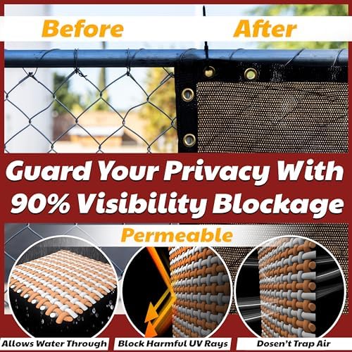 Amgo 6' x 90' Brown Fence Privacy Screen, 90% Blockage - Image 4