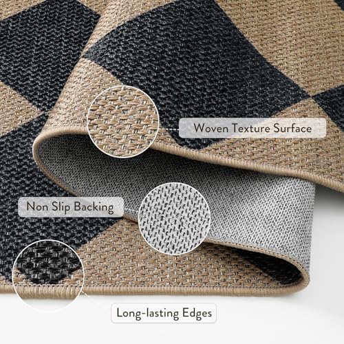 Lahome Checkered Easy Jute Non Slip Kitchen Runner, Checkerboard Indoor Outdoor - Image 5