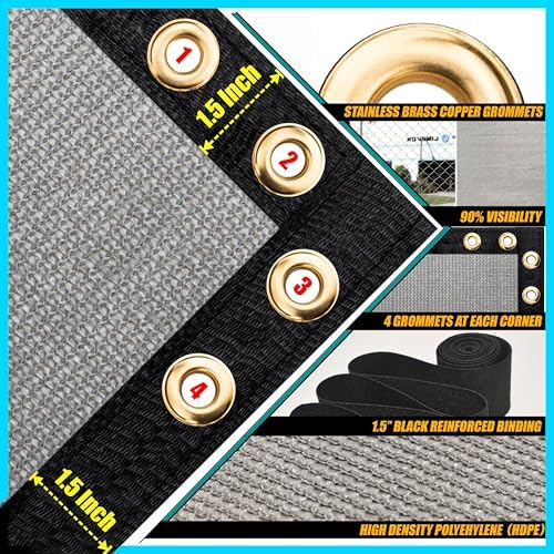 8' x 198' Gray Fence Privacy Screen, 90% Blockage Fabric Windscreen Cover - Image 5