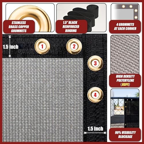 Amgo 6' x 11' Grey Fence Privacy Screen, 90% Blockage - Image 6