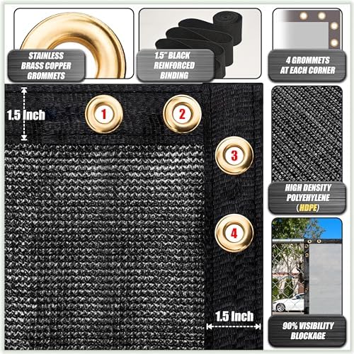 ColourTree Customized Size Fence Screen Privacy Screen Black 5' x 196' - Image 3
