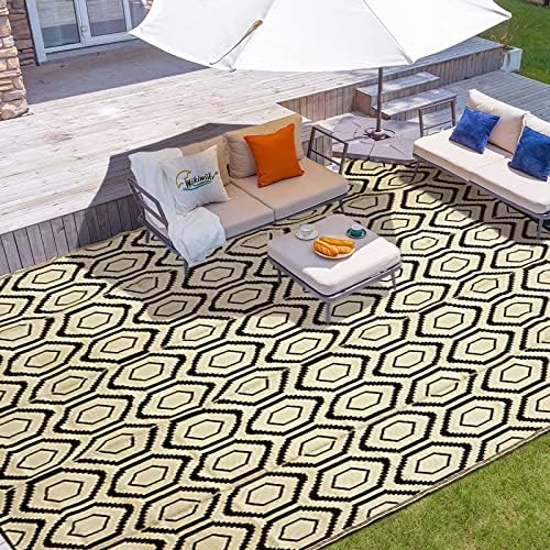 fifame 9x12 Outdoor Rug, Plastic Woven Patio Mat, Waterproof RV Camping Rug by fifame